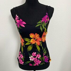 Miraclesuit tankini top size US 10 tropical beach vacation black resort cruise